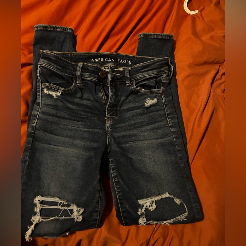 American Eagle patched jeans